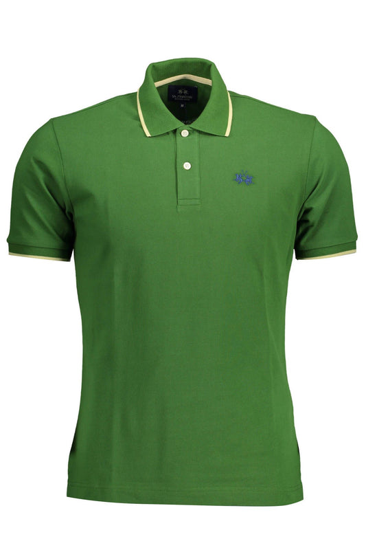 Chic Green Embroidered Cotton Polo Shirt