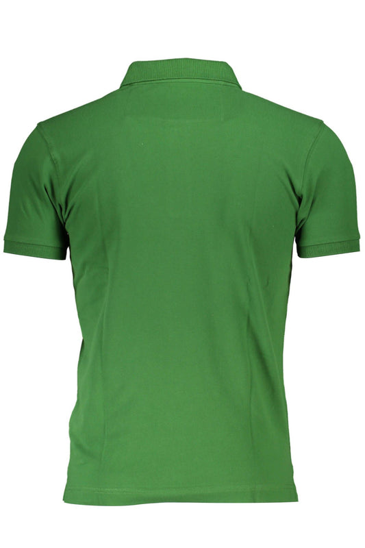Elegant Slim Fit Green Polo With Contrasting Details