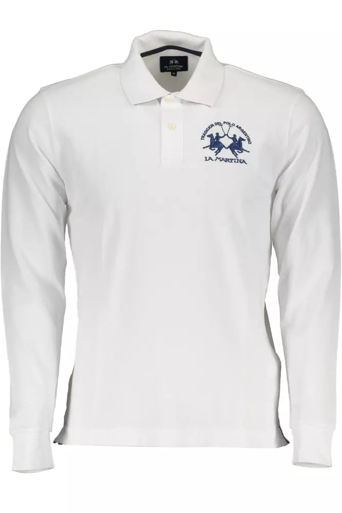 Elegant White Long-Sleeved Polo Shirt