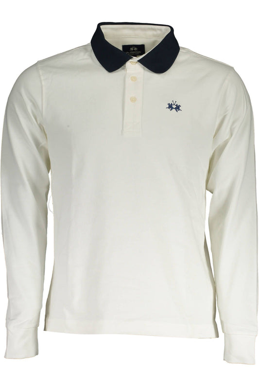 Elegant Long-Sleeved White Polo Shirt