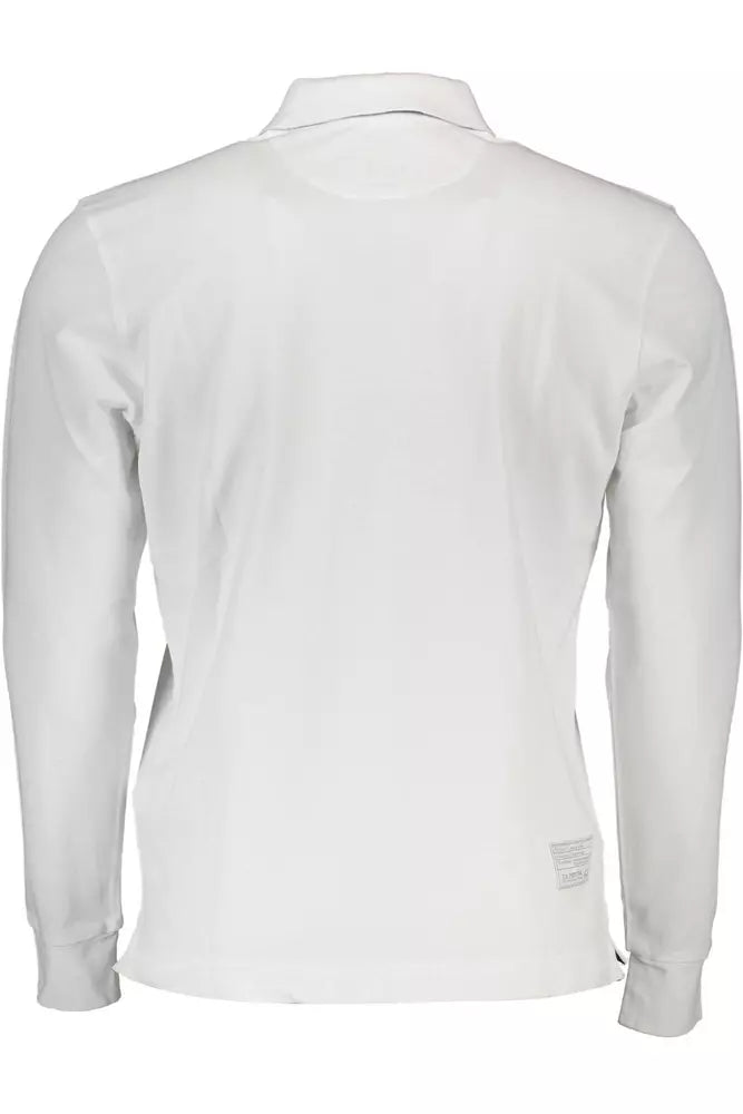 Elegant White Long-Sleeved Polo Shirt