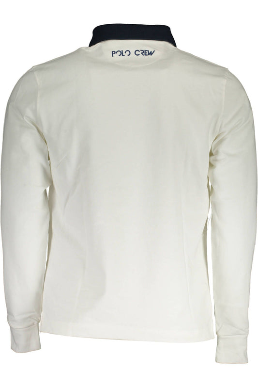 Elegant Long-Sleeved White Polo Shirt