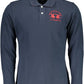 Chic Blue Contrast Detail Polo Shirt