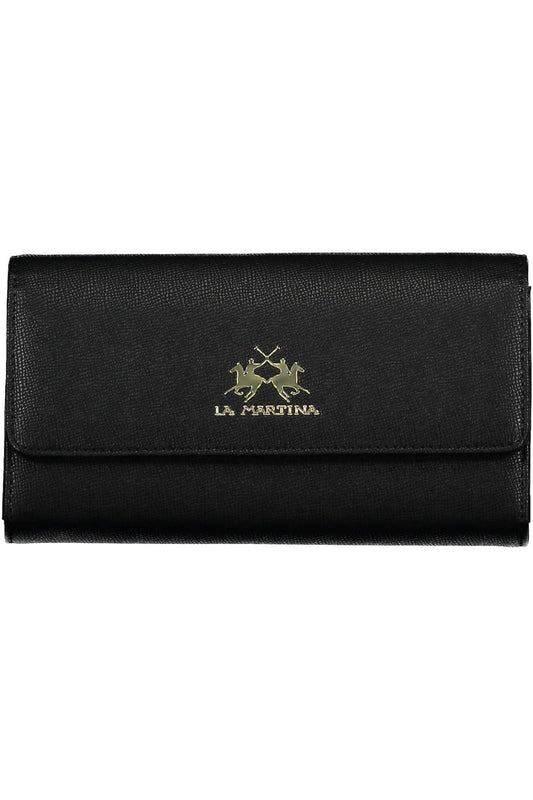 Elegant Black Polyurethane Wallet with Logo