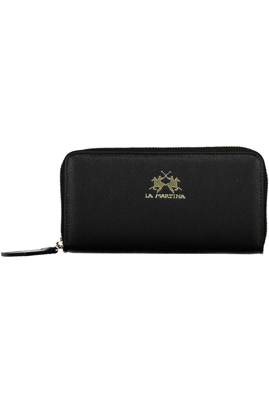 Chic Compact Black Wallet with Multifunctional Pockets