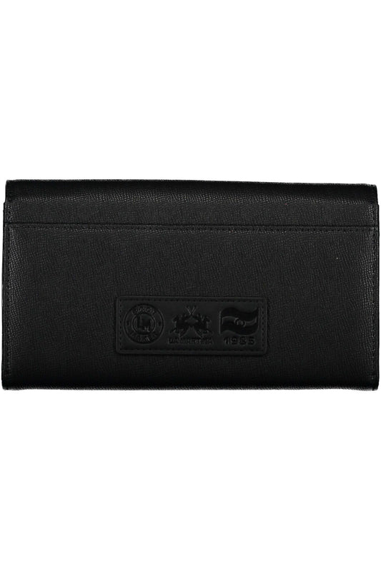 Elegant Black Polyurethane Wallet with Logo