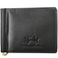 Sleek Black Leather Money Clip Wallet