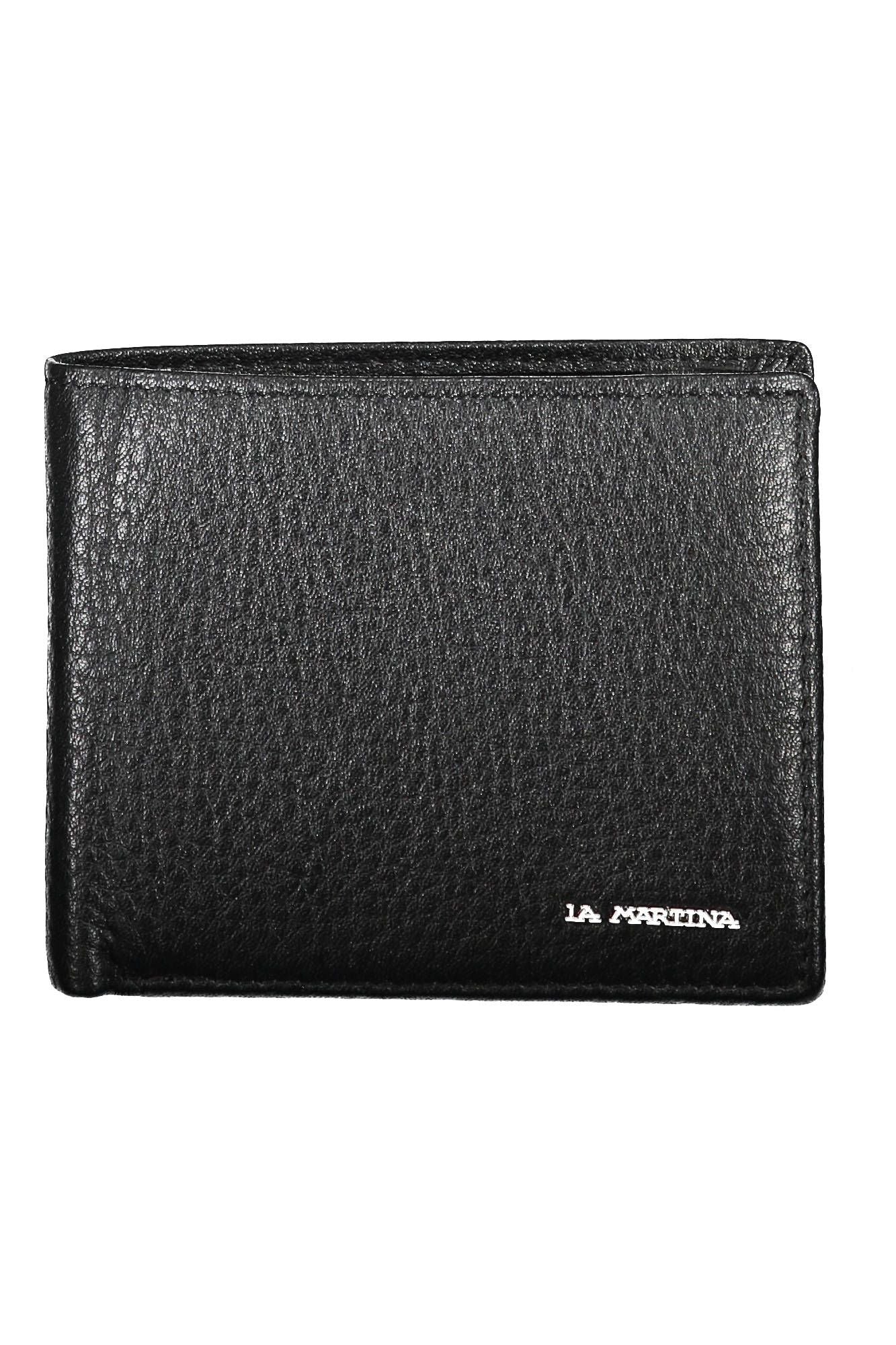 Sleek Black Leather Dual Compartment Wallet