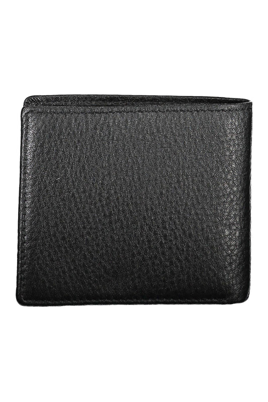 Sleek Black Leather Dual Compartment Wallet