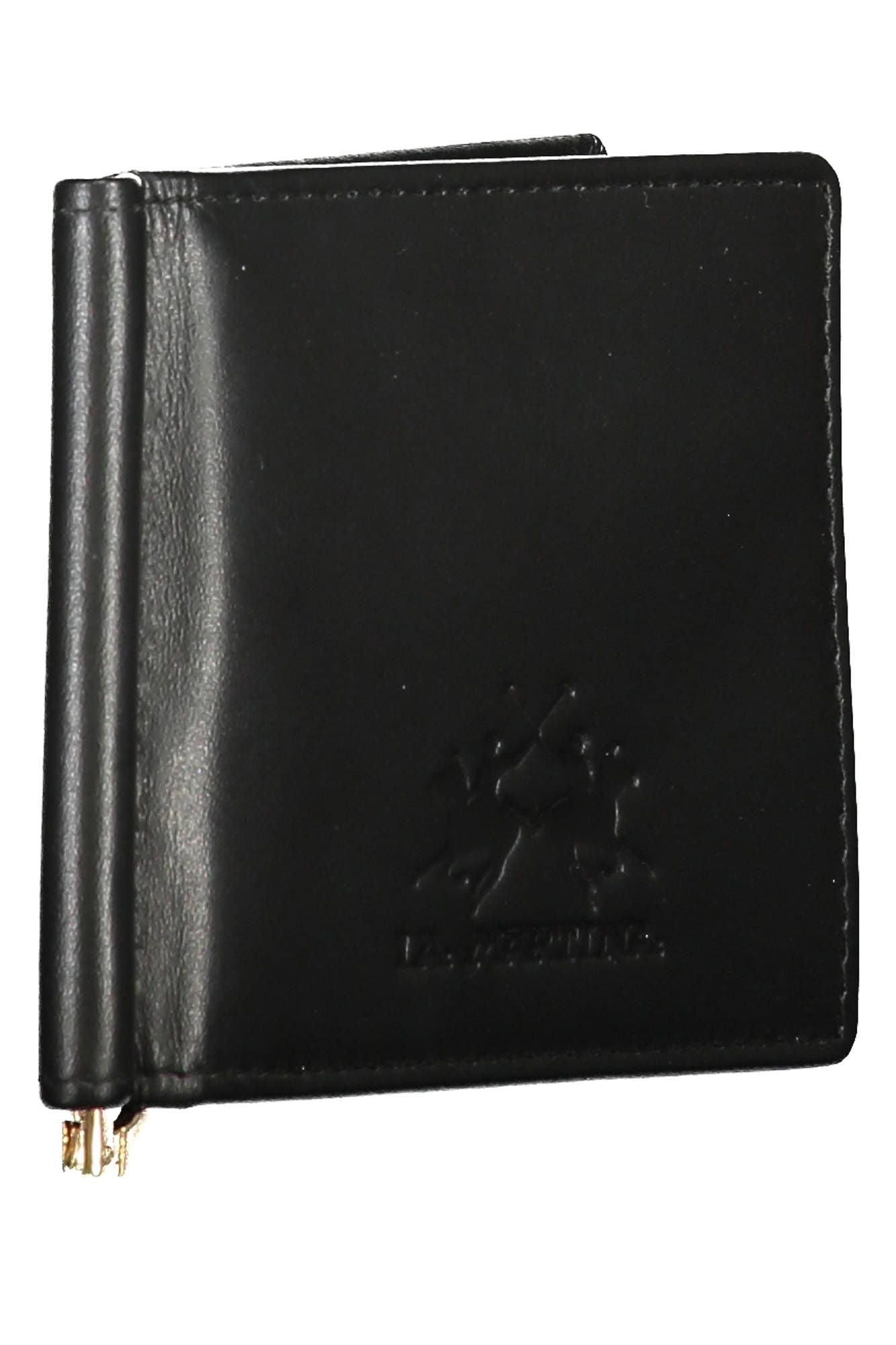 Sleek Black Leather Money Clip & Card Holder