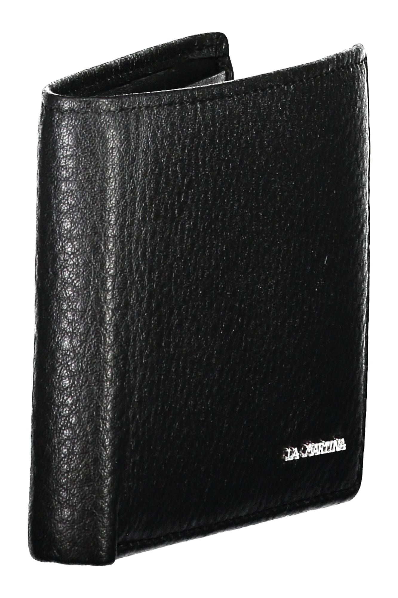 Sleek Black Leather Dual Compartment Wallet