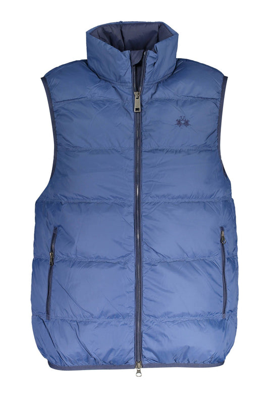 Sleek Sleeveless Blue Jacket with Contrasting Details