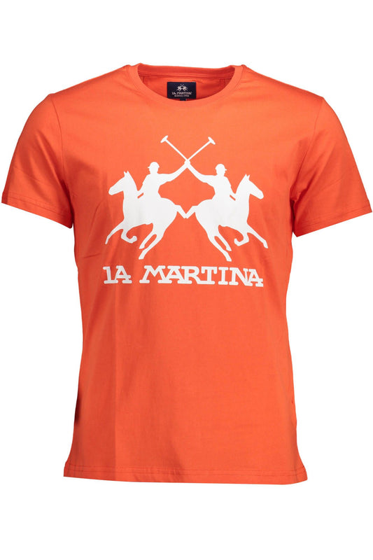 Vibrant Orange Crew Neck Cotton Tee