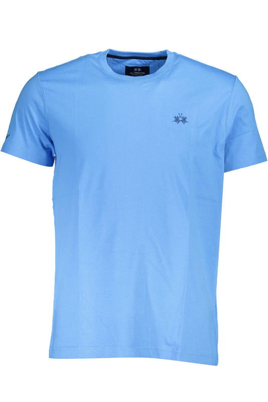 Chic Light Blue Embroidered Tee for Men