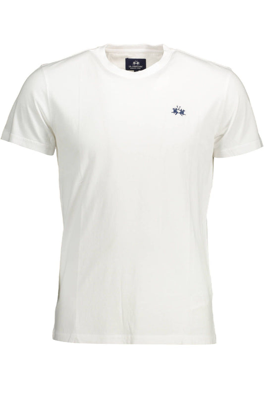 Chic White Embroidered Logo Tee
