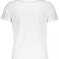Elegant White Round Neck Tee with Print