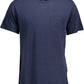 Elegant Blue Embroidered Tee with Pocket