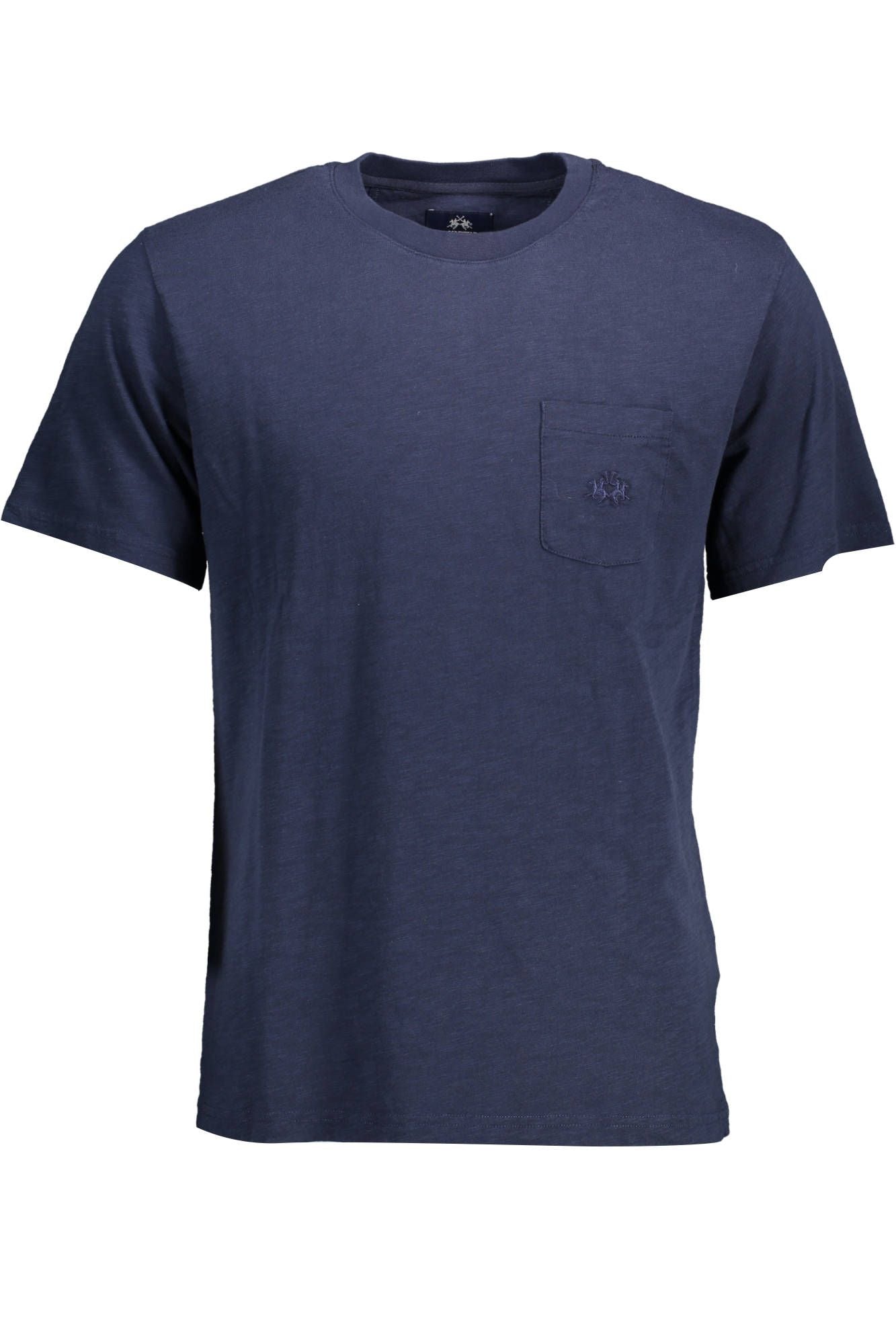 Elegant Blue Embroidered Tee with Pocket