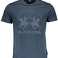 Chic Blue Crew Neck Logo Tee