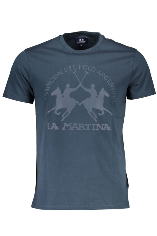 Chic Blue Crew Neck Logo Tee