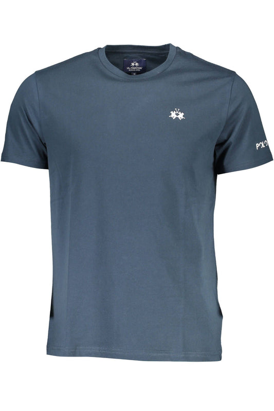 Elegant Embroidered Blue Cotton Tee