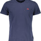 Elegant Blue Embroidered Cotton Tee