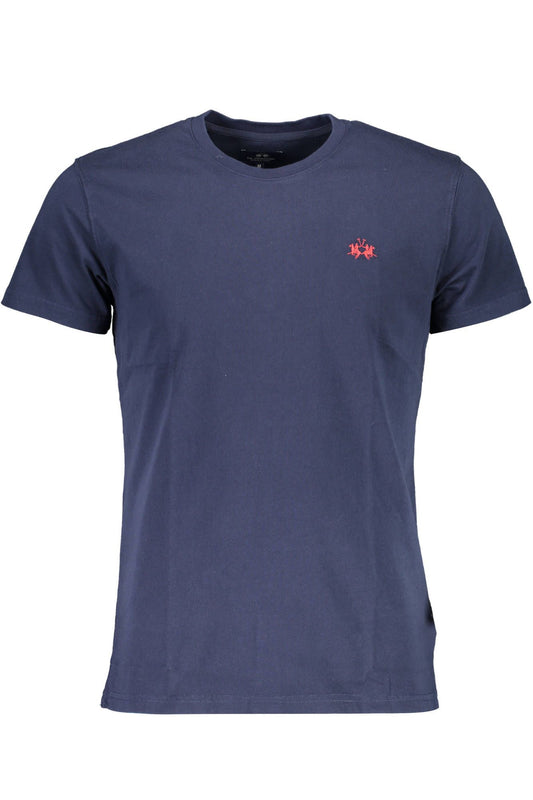 Elegant Blue Embroidered Cotton Tee