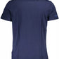 Chic Blue Logo Tee with Classic Embellishments