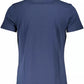 Elegant Blue Cotton Tee with Iconic Emblem