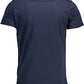 Elegant Crew Neck Logo Tee in Blue