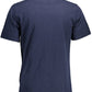 Elegant Blue Embroidered Tee with Pocket