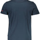Elegant Blue Crew Neck Cotton Tee
