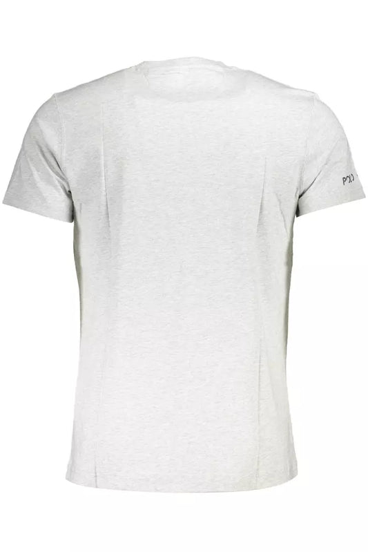 Elegant Gray Embroidered Cotton T-Shirt
