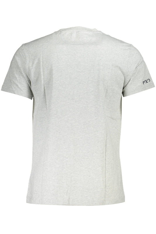 Elegant Gray Round Neck Cotton Tee