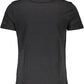 Sleek Black Cotton Tee with Elegant Print