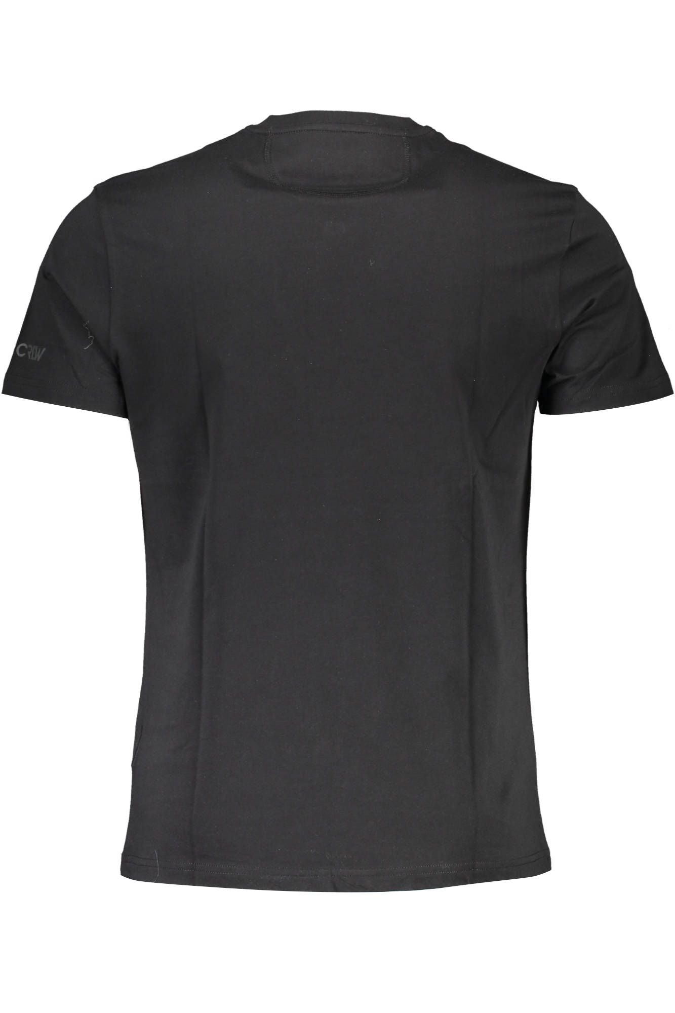 Sleek Black Cotton Tee with Elegant Print