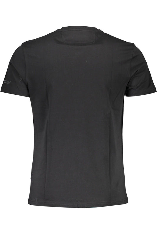 Sleek Black Cotton Tee with Elegant Print