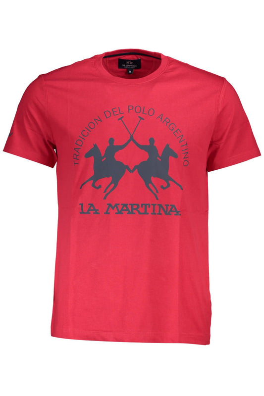 Elegant Red Tee with Iconic Logo Print