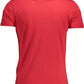 Elegant Pink Round Neck Tee with Embroidery