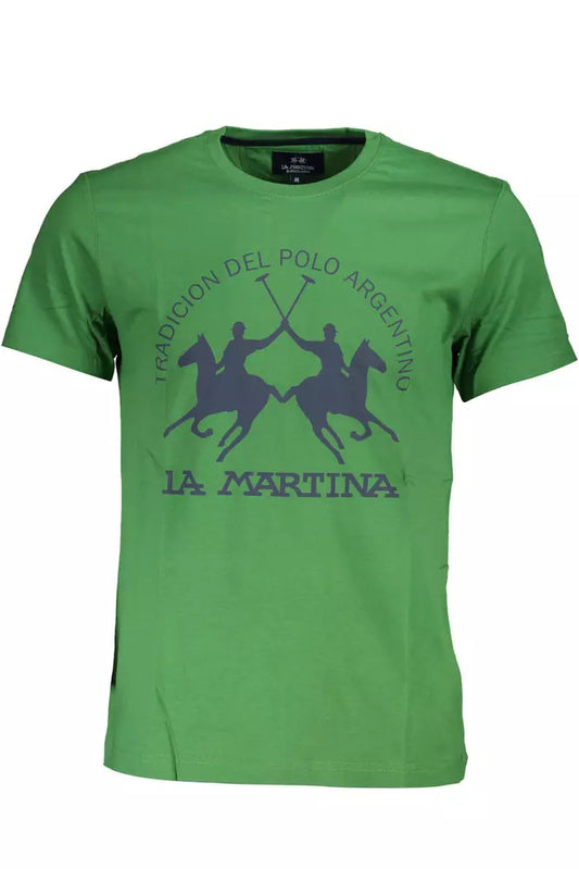 Elegant Green Cotton Tee with Iconic Print