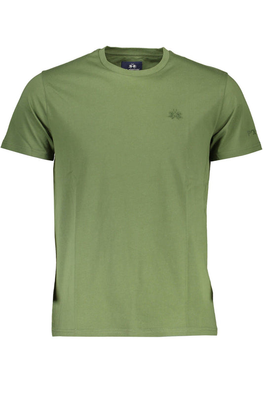 Embroidered Logo Green Cotton T-Shirt