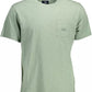 Chic Embroidered Green Tee with Pocket