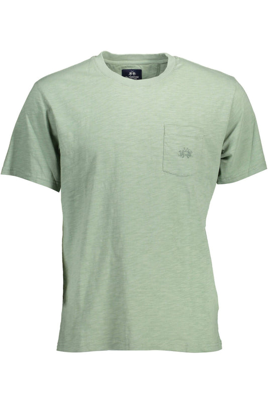 Chic Green Embroidered Tee with Pocket