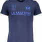 Elegant Blue Cotton Tee with Signature Print