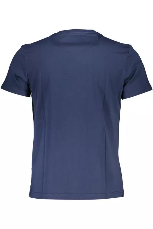 Elegant Blue Cotton Tee with Signature Print