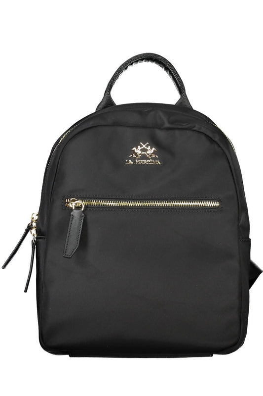 Sleek Black Nylon Backpack with Adjustable Straps