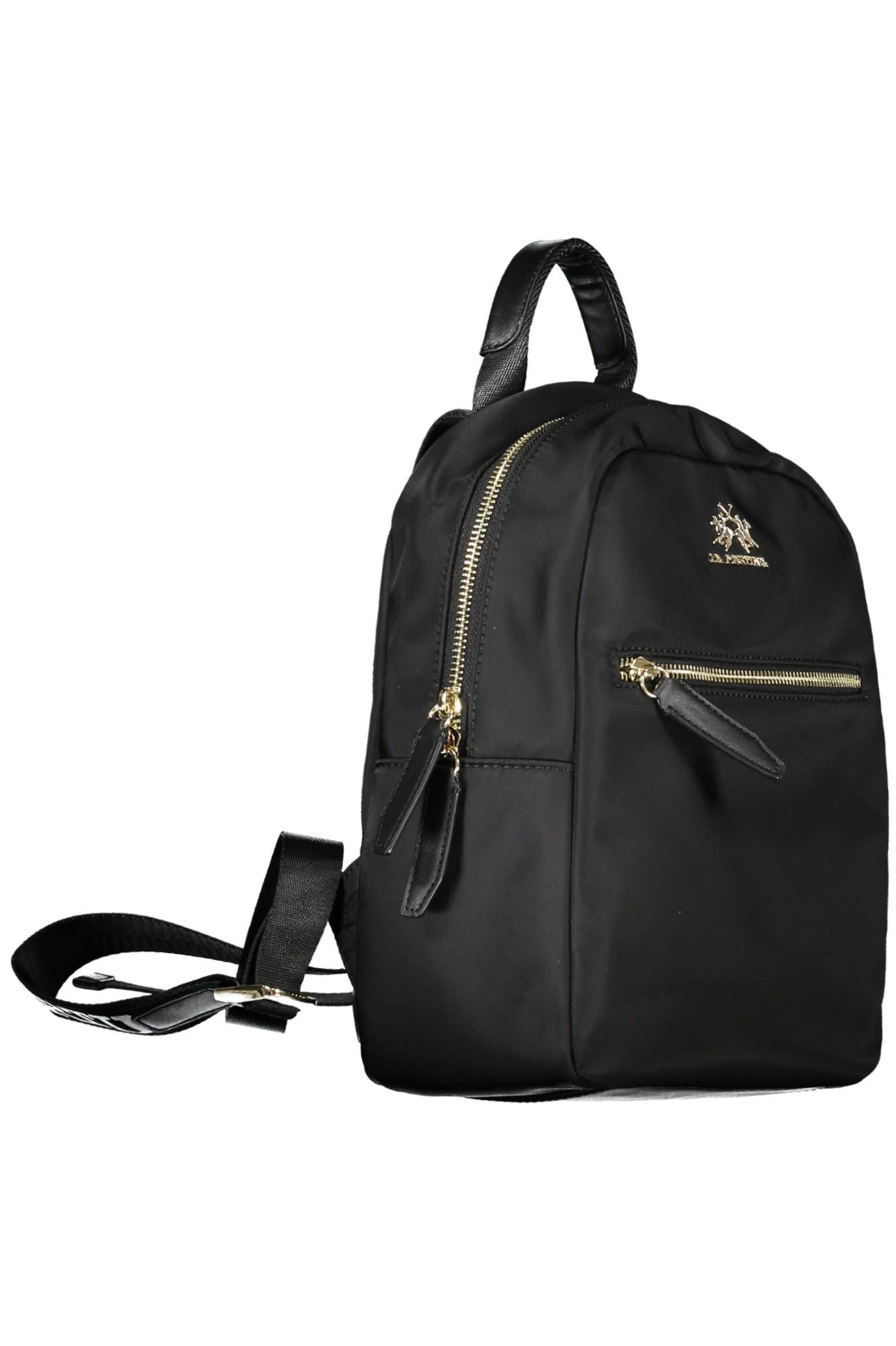 Sleek Black Nylon Backpack with Adjustable Straps