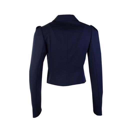 Elegant Blue Bolero Style Wool Jacket