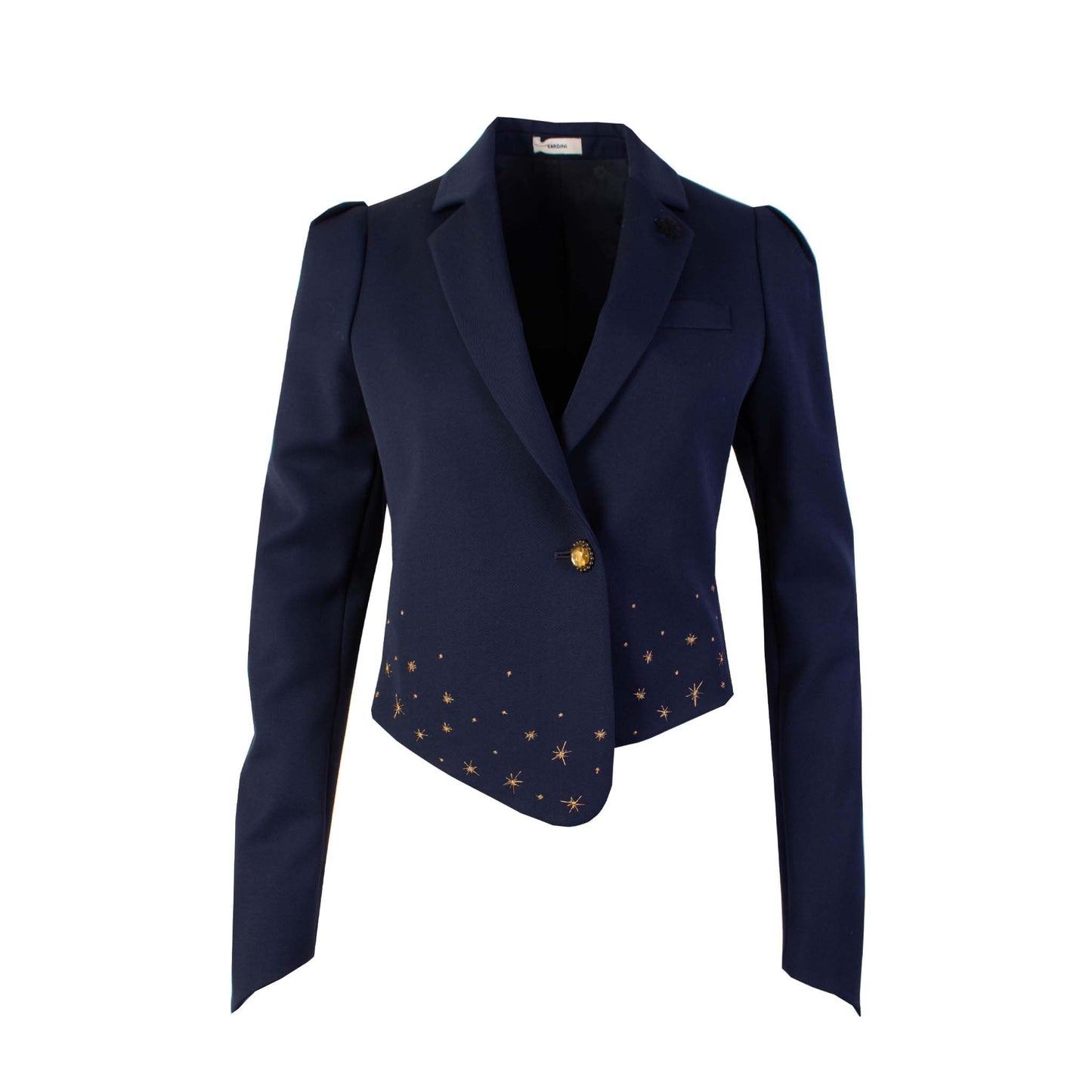 Elegant Blue Bolero Style Wool Jacket