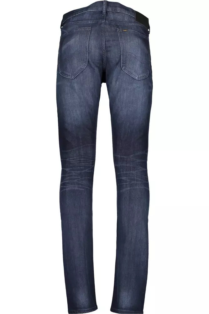 Chic Faded Blue Cotton Blend Jeans